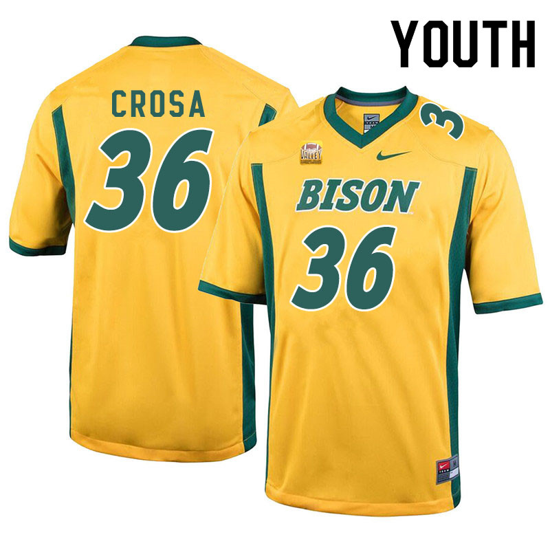 Youth #36 Griffin Crosa North Dakota State Bison College Football Jerseys Sale-Yellow - Click Image to Close